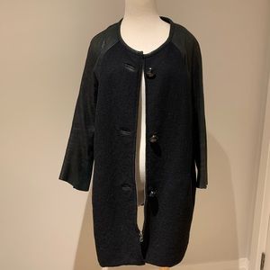 Isabel Marant black wool coat w/ leather trim sz 1